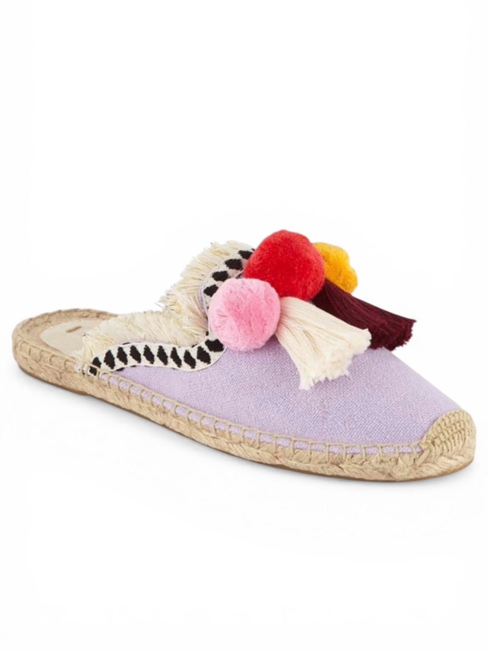 Soludos Anthropologie Coco PomPom Tassel Espadrille Slide Mules Size 5.5